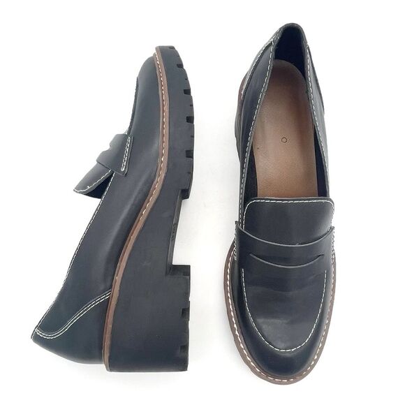 Blondo Waterproof Dulce Platform Loafer Black Leather Lug Sole Shoes Size 10 - Picture 3 of 16